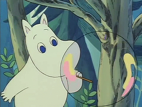 Moomin Troll blows a bubble
